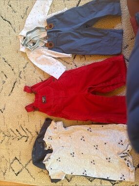 Osh josh Red Corduroy Overalls for Kids - Classic Comfort/ 2 rompers pant set